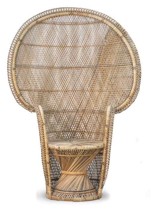 Sillón "Peacock" o "Emmanuelle" de ratán.Años 70.