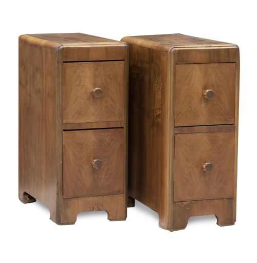 Pareja de mesillas Art Decó con dos cajones.Años 20-30.