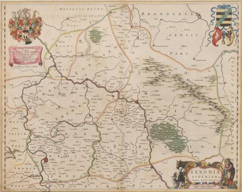 JOAN BLAEU (1596-1673)Sajonia: "Saxonia Superior, & Hall 