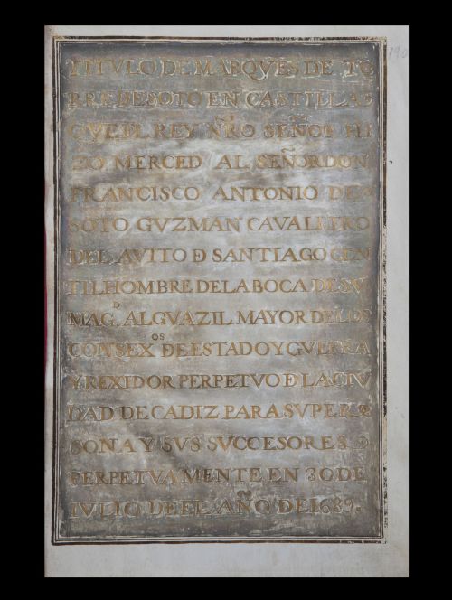 Despacho de concesión del título de Marqués de Torre de Sot