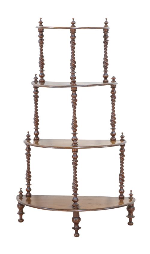 "Whatnot" de madera de caoba y montantes torneados.Inglat