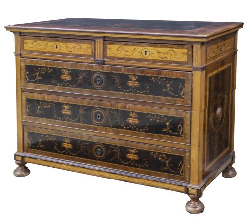 Cómoda Carlos IV blasonada de madera de palosanto, limoncil