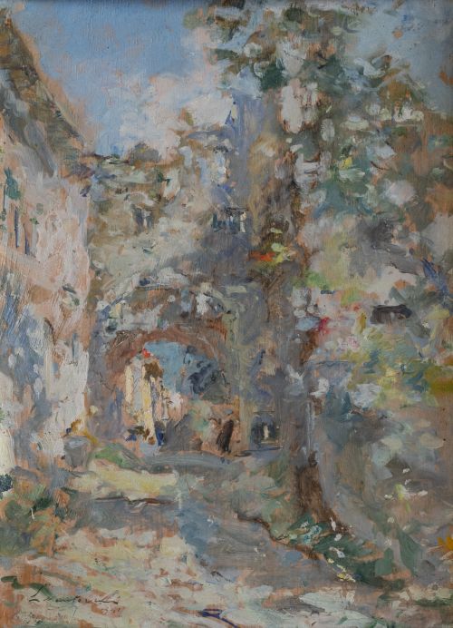 LUIGI MANTOVANI (Milán,1880-1957)Vista calle italiana