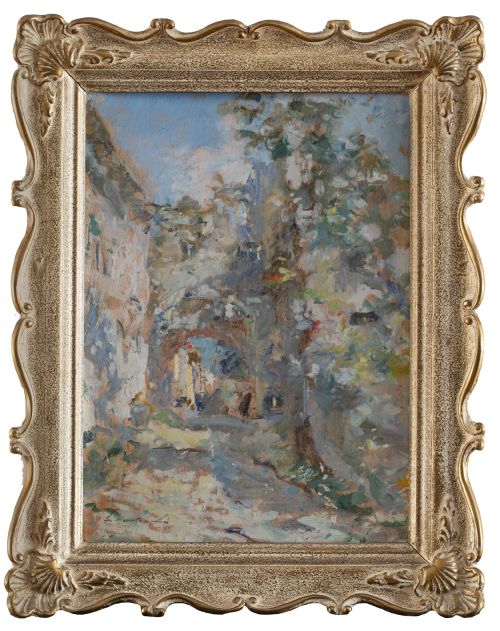 LUIGI MANTOVANI (Milán,1880-1957)Vista calle italiana