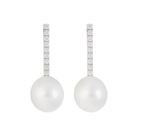 Pendientes largos con perillas de perlas ovoides colgantes 