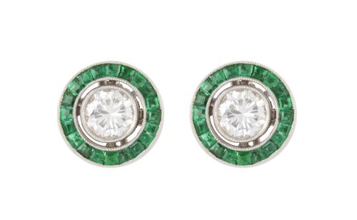 Pendientes ojo de perdiz con brillante central orlado de es