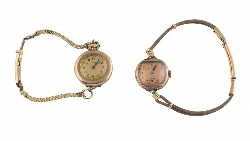 Dos relojes de señora ELGUIN años 30 en metal plaqué or