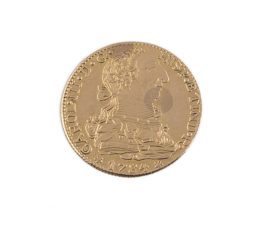 Moneda de 4 escudos de Carlos III. Madrid 1784 en oro. Prob