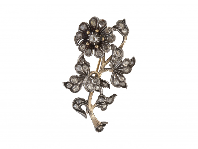 Broche de diamantes con diseño floral S. XIX