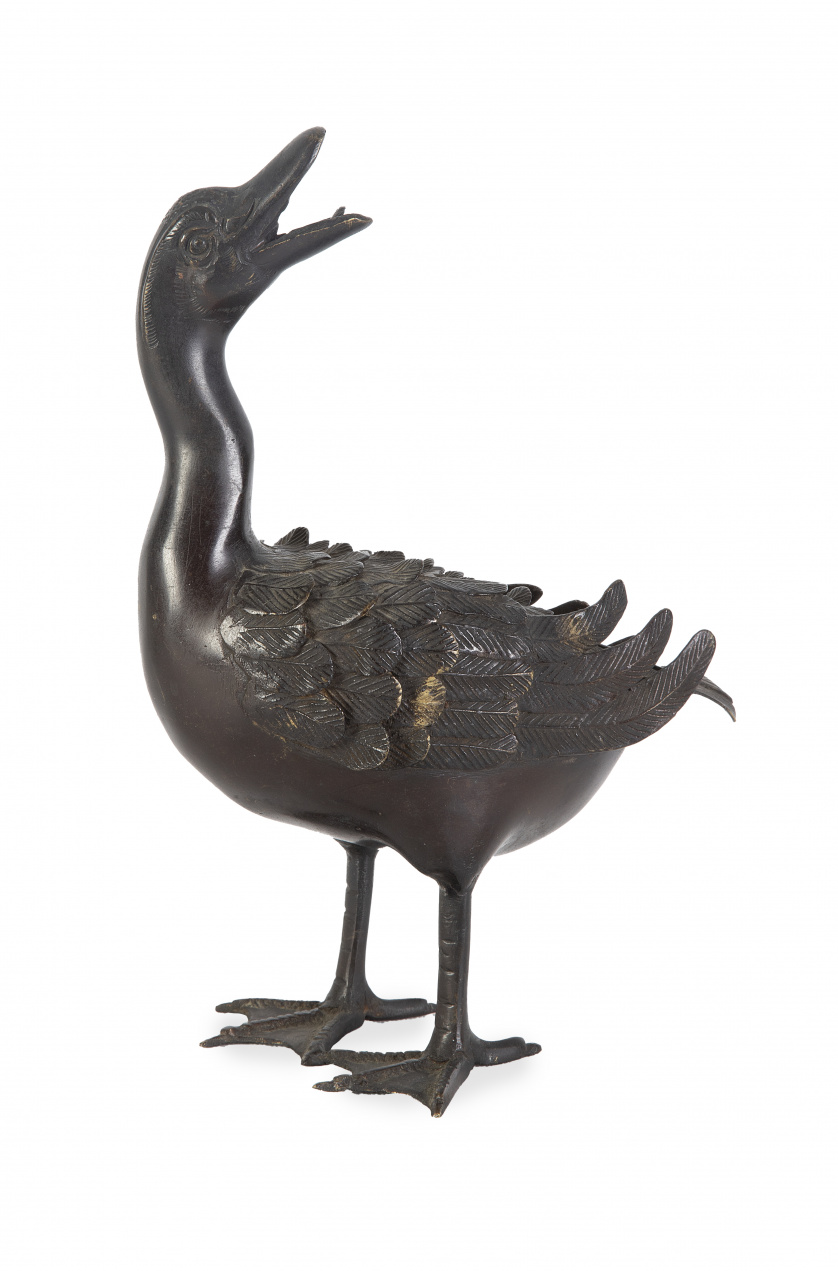 Pato de bronce.China, dinastía Qing, S. XIX.