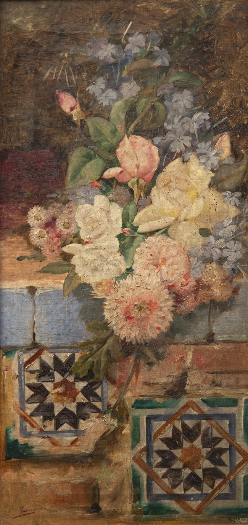 FERNANDO GARCÍA CAMOYANO (1867-1930)Flores sobre poyete d
